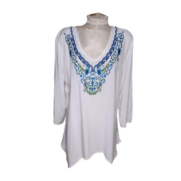 Princess Cruises Womens Top Boho Embroidered Size XL White - Picture 1 of 5